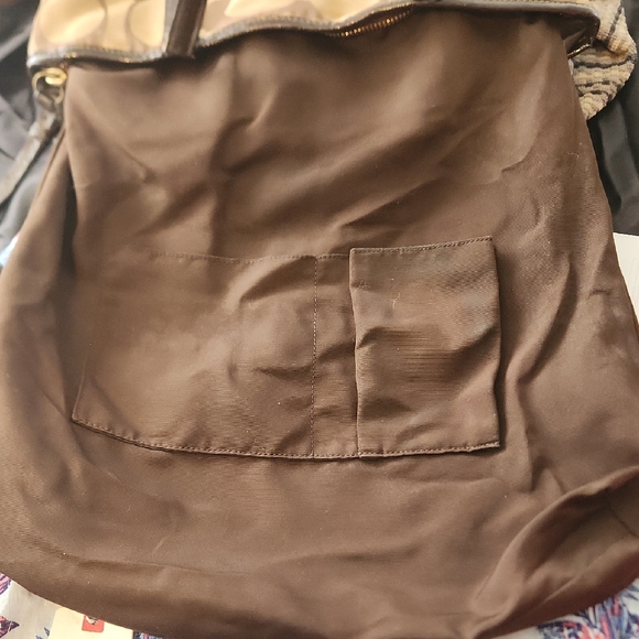 Coach Tan Signature Fold Over Tote - Picture 8 of 12